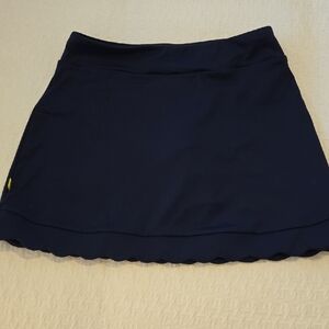 Navy Tennis Skirt With Scalloped Hem